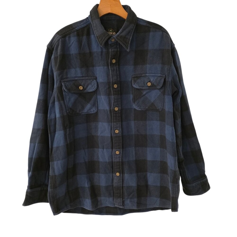 Red Head Flannel Shirt Heavyweight Thick Blue Black Check Button Up Mens‎ Large